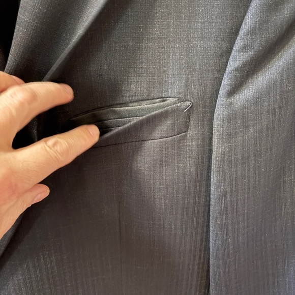 Men's Z Zegna Navy Windowpane Blazer 38R - Picture 7 of 11